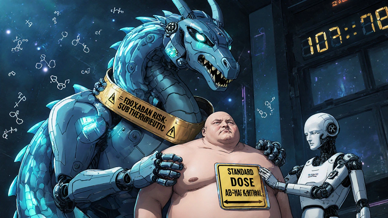 Robotic dragon monitoring anti-Xa levels for an obese patient with warning signs