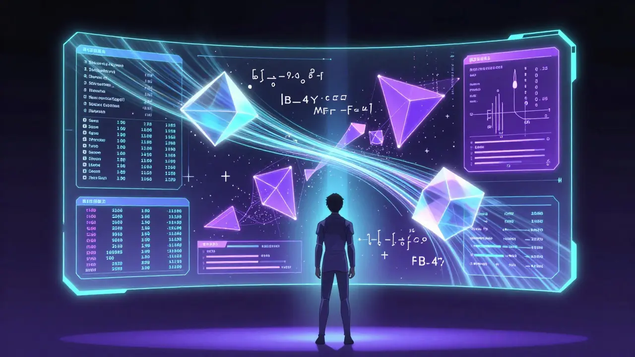 Holographic data interface displaying blood test calculations