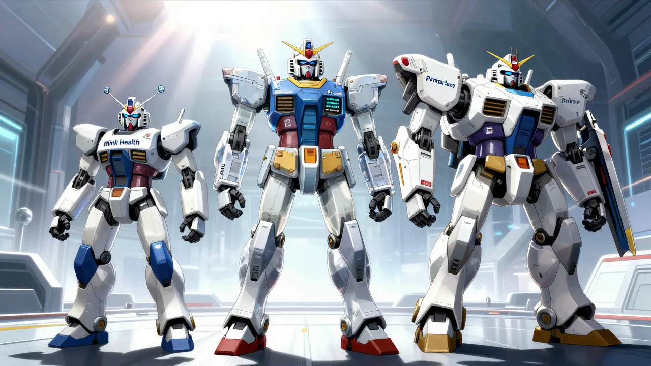 Comparison of three pharmacy service robots in super robot anime style