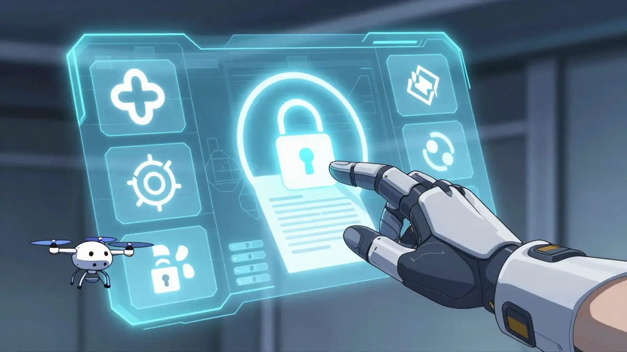Futuristic tech interface verifying safe online pharmacy