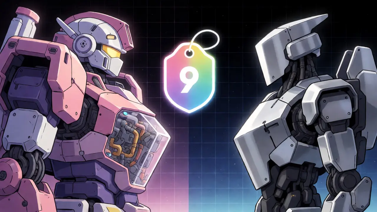 Two contrasting anime mechs representing telehealth bundles versus discount pharmacies.